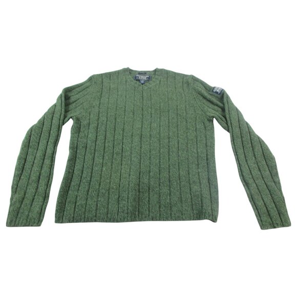 Abercrombie & Fitch Muscle Sweater Mens XL Green Lambswool‎ Ribbed Knit Pullover - Picture 1 of 9